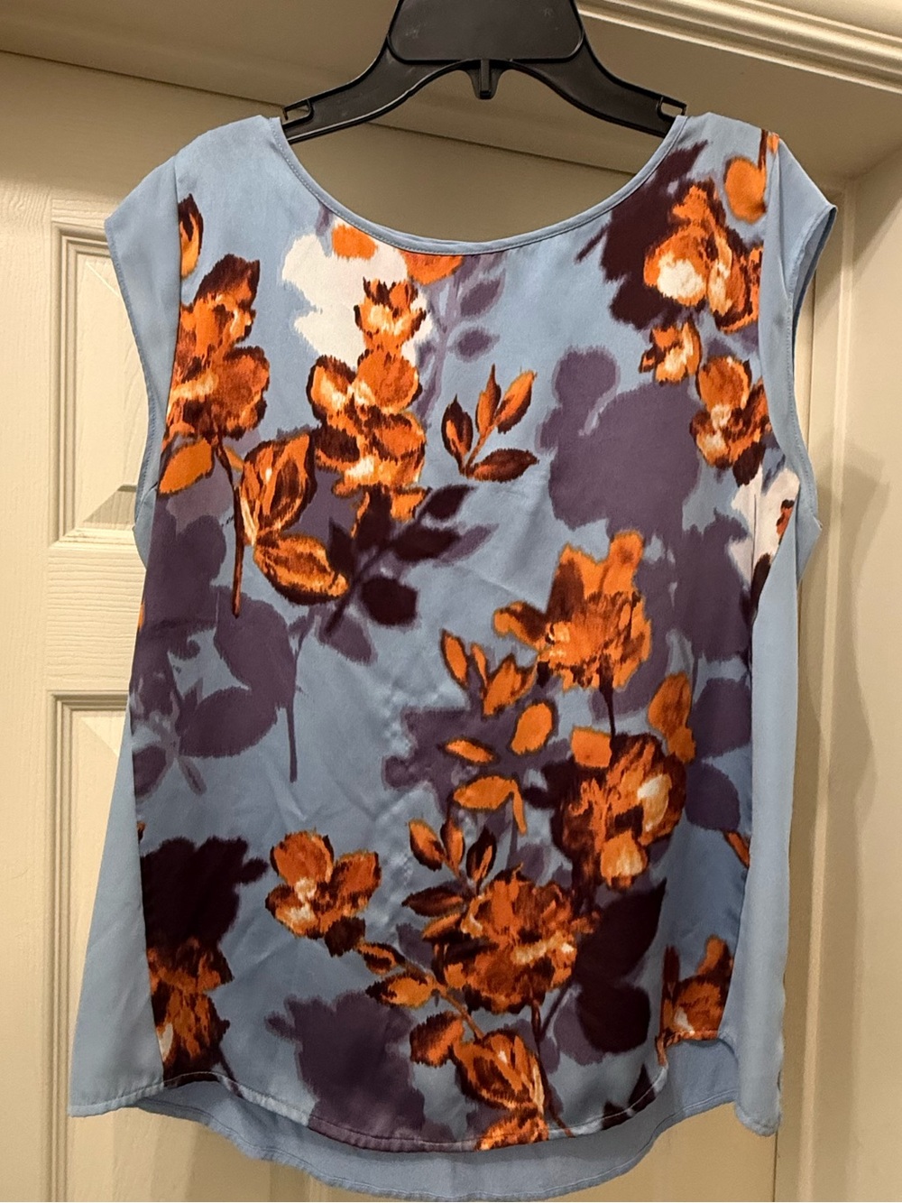 The Limited Light Blue Floral Sleeveless Camisole with Orange & Purple Print